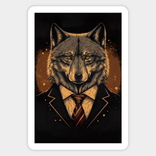 Handsome Wolf portrait wearing a suit Sticker